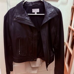 Chelsea28 Black Leather Asymmetrical Moto Jacket
